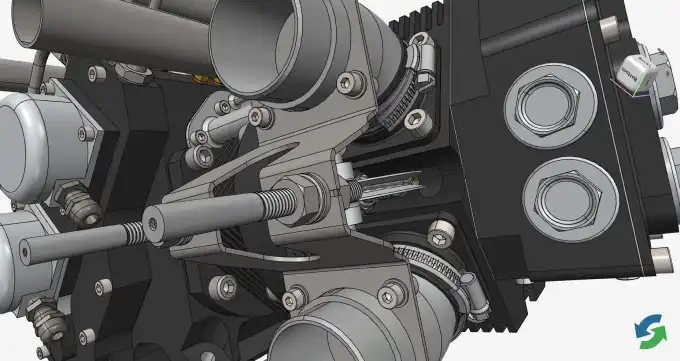 CAD model of a V-twin engine