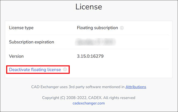 Deactivate floating license