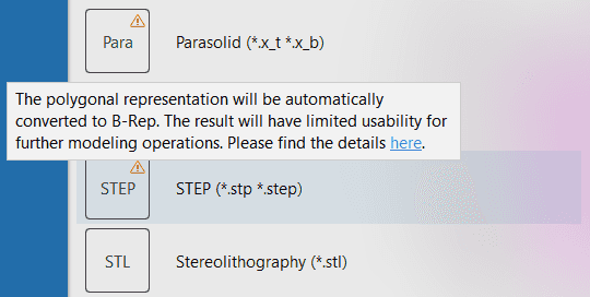 Poly-to-BRep export warning