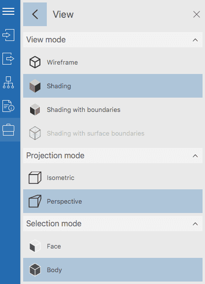 Fig.4. View mode settings are located in the side menu