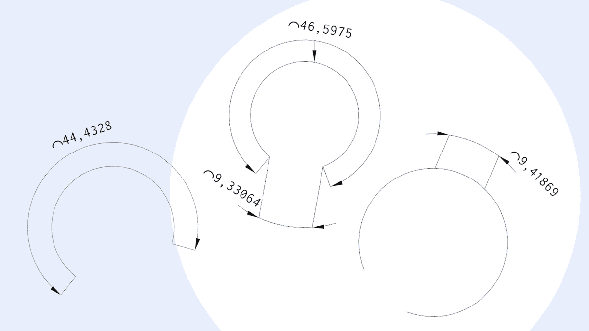 Display of arc length dimensions