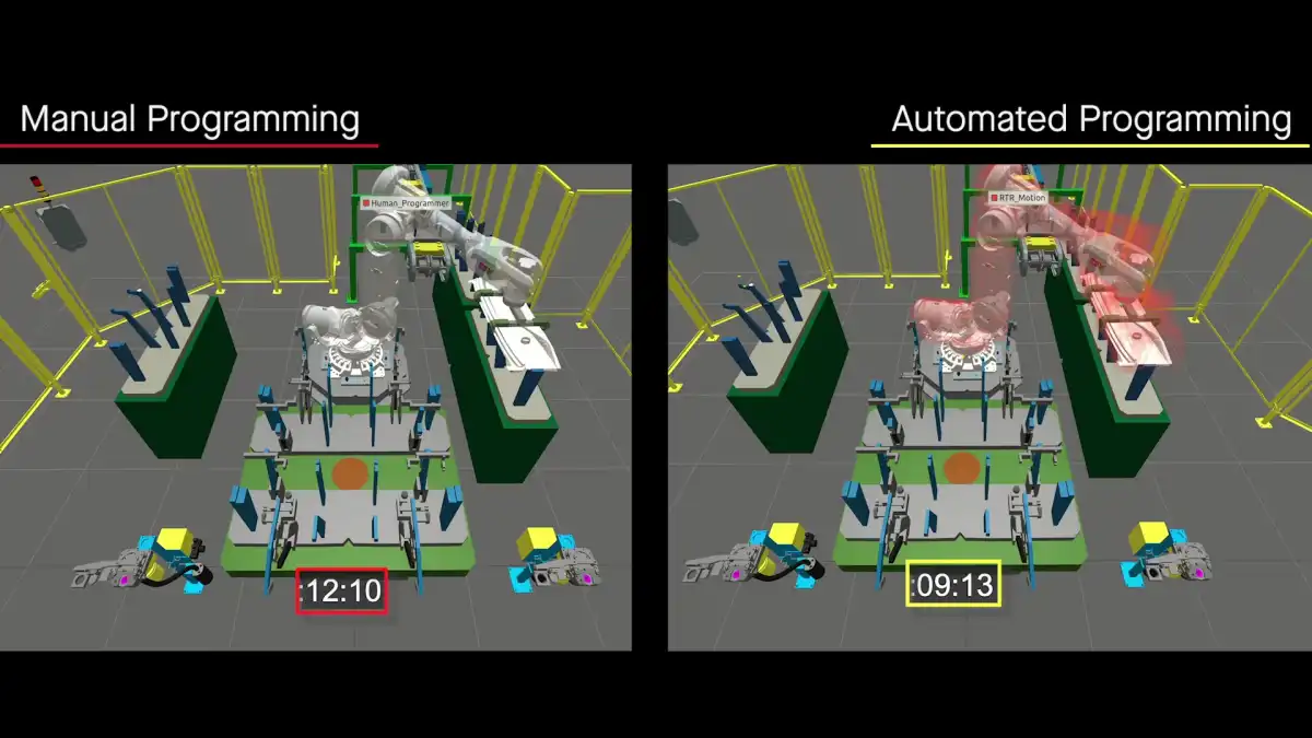 With automated motion planning the cycle time shortens by 26%