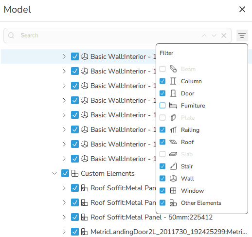 Filter by BIM entities