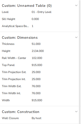 Type properties of the door in CAD Exchanger Lab