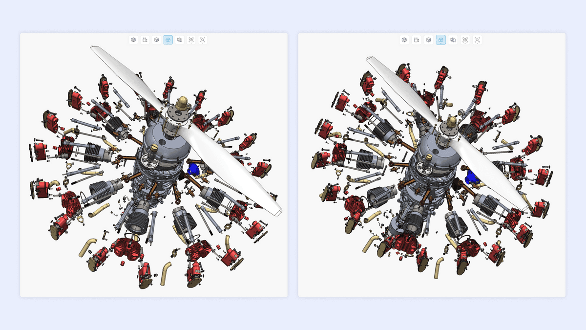 Fig. 4. The exploded model in different projections