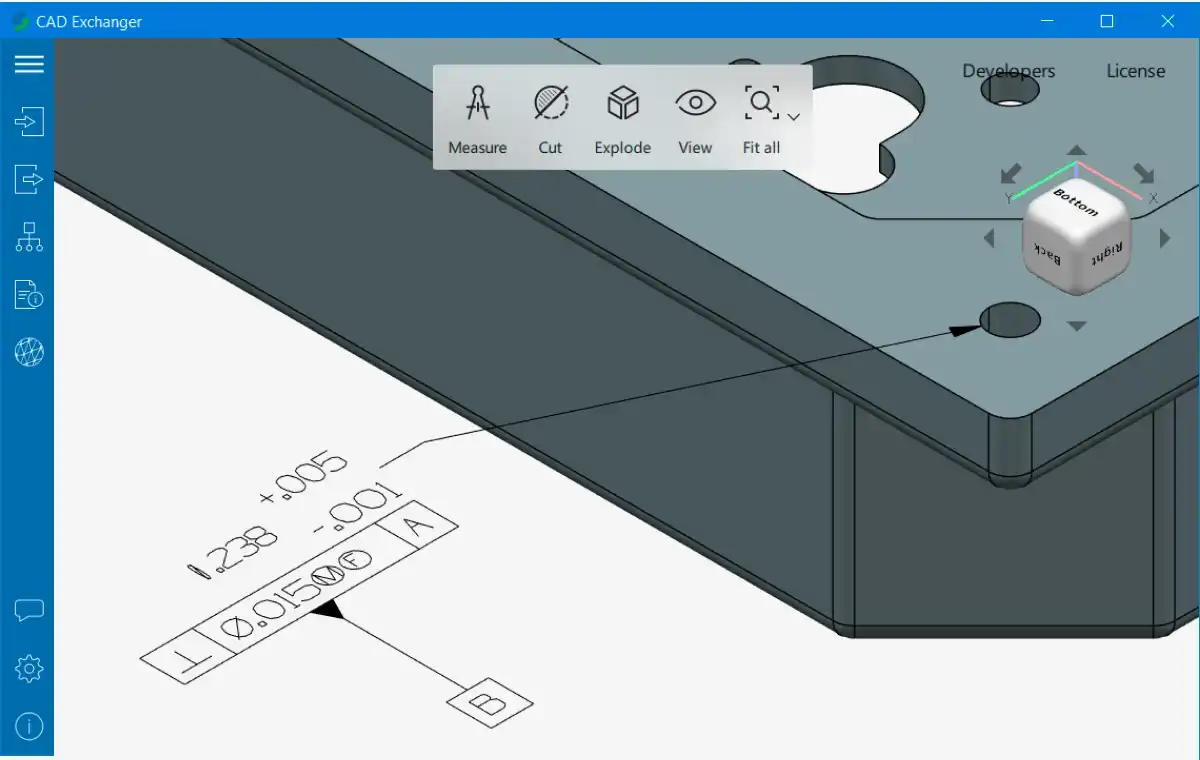 Fig. 5. An example of graphical PMI annotation in a STEP model