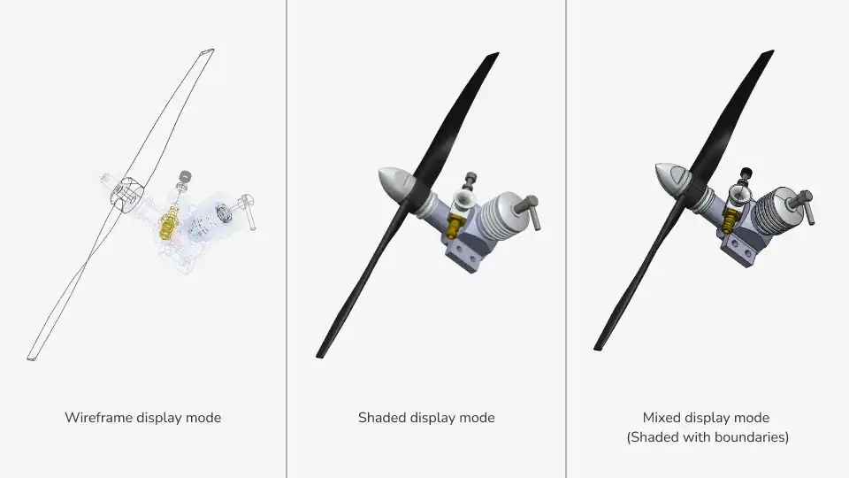 Wireframe, shaded, and mixed display modes
