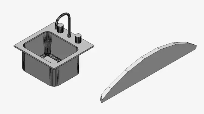 Fig. 4. Typical shapes used to represent objects in IFC model: complex shapes are tessellated, and simple ones are usually sweeps refined through boolean clipping.