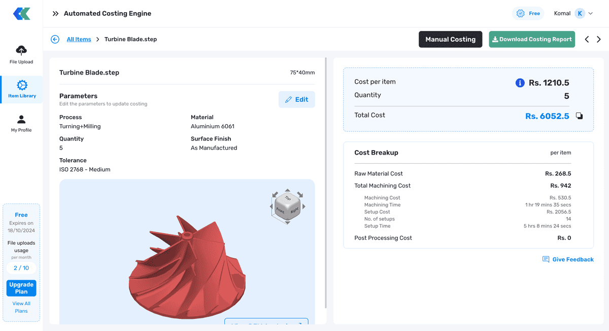 An automatically checked 3D model with instant cost estimation / Ace.kkonnect.io 