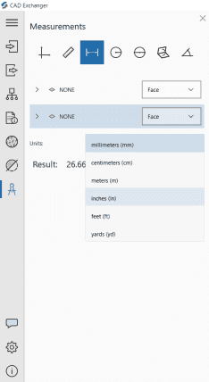 Measurement units selection