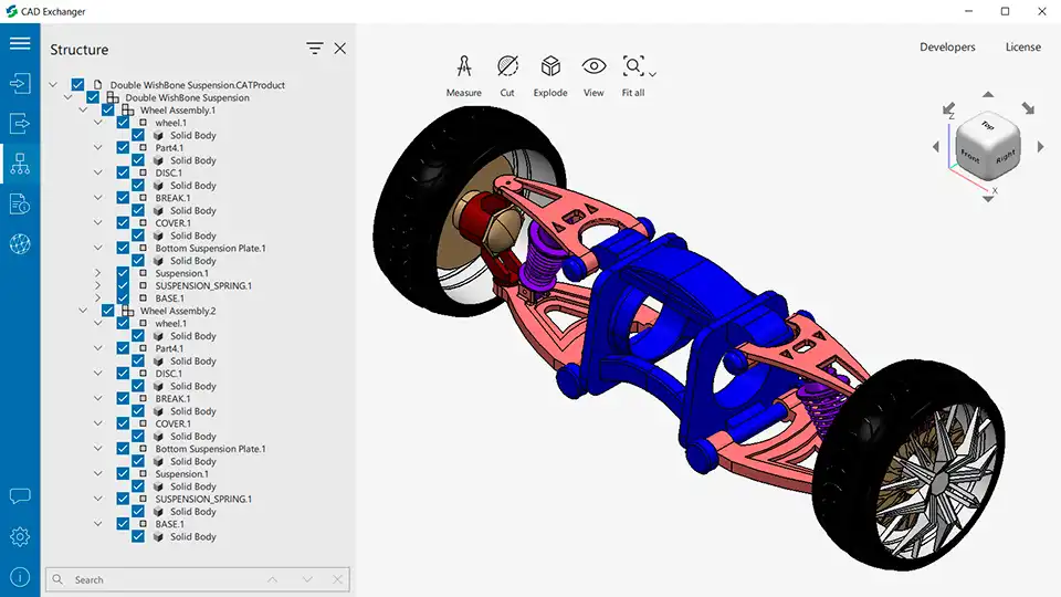 .CATProduct file with the display of colors attached to product structure elements