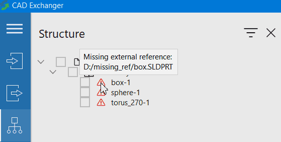 Missing external references highlighted