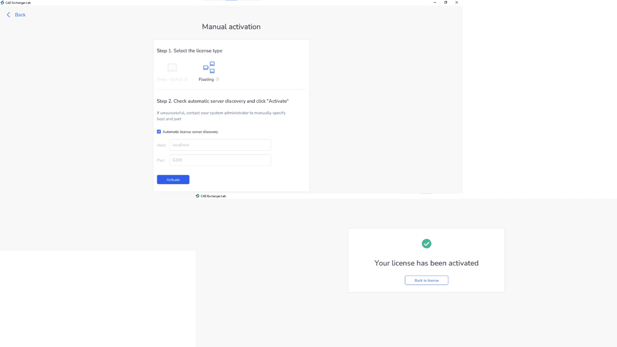 Floating license activation