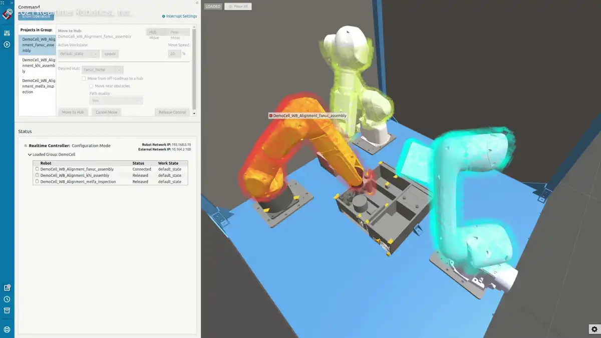 Creating a realistic environment by loading 3D models helps to remove the risk for robots collisions and costly delays